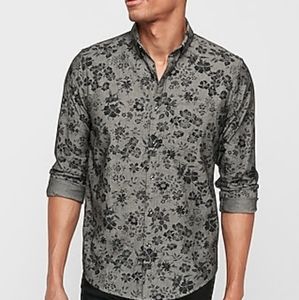 Mens express slim fit floral button up